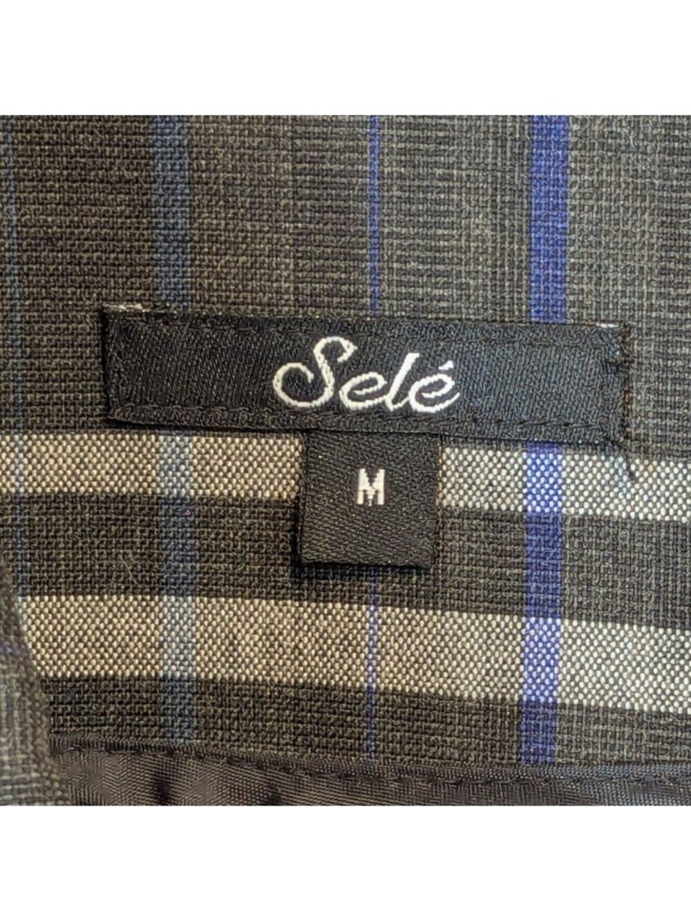 Sele M Charcoal Plaid Cropped Jacket Swing 3 Button 3/4 Sleeve Vintage Preppy - Picture 7 of 15